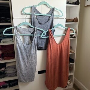 Women's Gray and Rust Sleeveless Tank Tops Bundle Set of 3